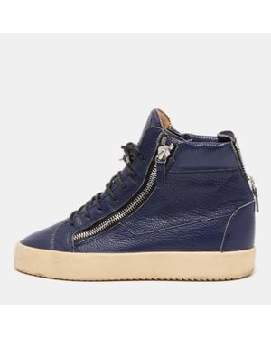 Giuseppe Zanotti Leather High Top Sneakers - Blue