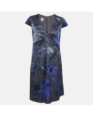 Armani Collezioni Printed Satin Short Dress - Blue