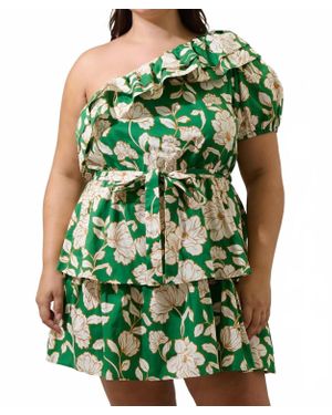 Sugarlips Lucena Floral Irene One Shoulder Mini Dress Curve - Green