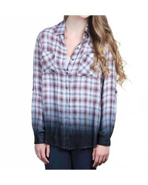 Grace + Emma Slay The Day Ombré Flannel Top - Blue