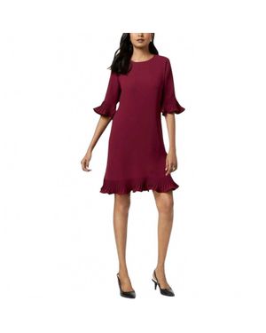Alfani Pleated Flounce Mini Dress - Red
