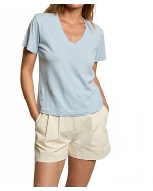 PERFECTWHITETEE Hendrix Boxy V-Neck Tee - Blue