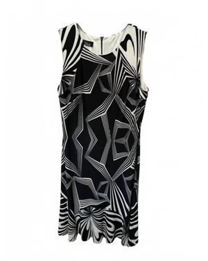 Bali Corp. Abstract Print Wave Hem Dress - Black