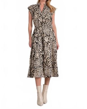 Elan Neutral Midi Dress - Multicolor