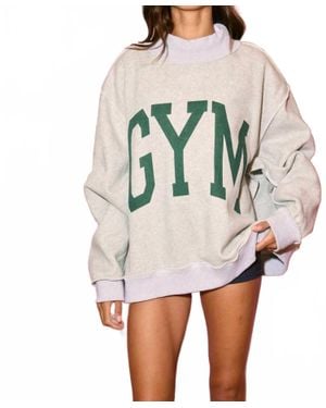 Bucketlist Gym Bed Reversible Mock Neck Sweatshirt - Gray