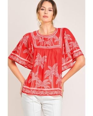 TRUEDAMES Breeze Story Woven Top - Red