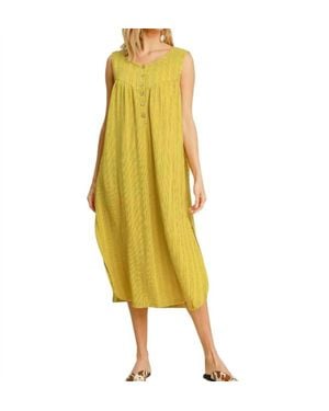 Umgee Textured Midi Dress - Yellow