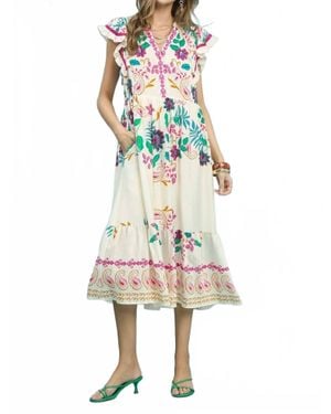 Umgee Floral Midi Dress - Multicolor