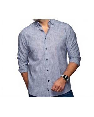 Au Noir Gere Long Sleeve Linen Shirt - Blue