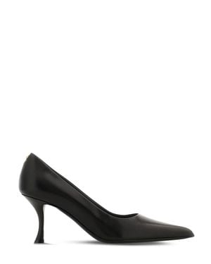 Ferragamo Pointed-Toe Heels With Curved Kitten Heel And Metallic Detail - Black