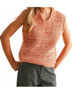 Miou Muse Two Tone Chenille Vest - Red