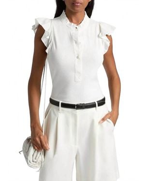 Ramy Brook Monroe Flutter Sleeve Top - White