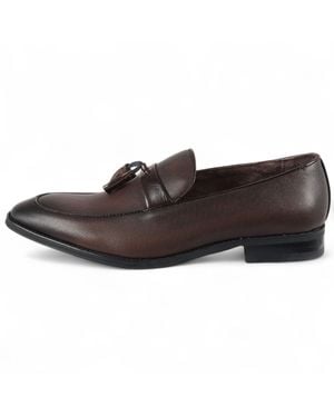 Infinity Leather Classic Tassel Loafers Formal Shoes - Brown