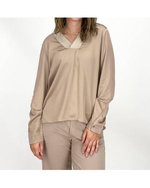 Margittes Tori V-Neck Top - Brown