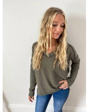 Zenana Khloe V-Neck Top - Natural