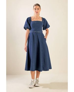 TRUEDAMES All Spruced Up Denim Midi Dress - Blue