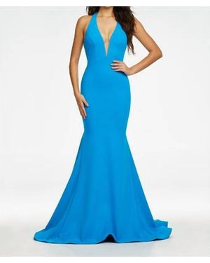 Ashley Lauren Stunning Halter Gown - Blue