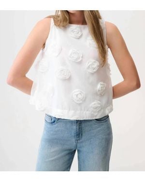 Joseph Ribkoff Novelty Sleeveless Top With 3D Floral Embroidery - White