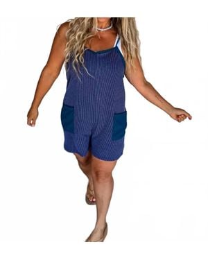 Blakeley Ribbed Romper Shorts - Blue