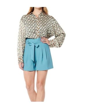 Gracia High Waist Pleated Short - Blue