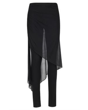 GIUSEPPE DI MORABITO Ruched Transparent Insert Viscose Straight-Leg Pants - Black