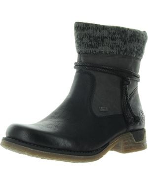 Rieker Faux Fur Lined Leather Mid-Calf Boots - Black