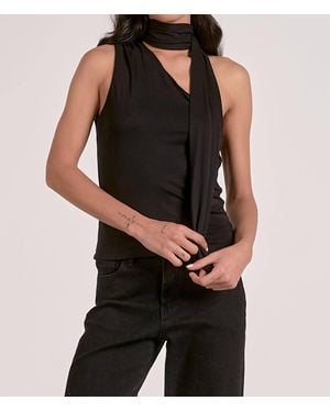 Elan Sleeveless Wrap Neck Top - Black