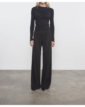 Enza Costa Cashmere Draped L/S Crew - Gray