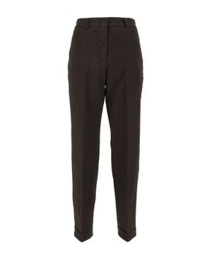 Peserico Tailored Tapered Cuffed Straight-Leg Pants - Black