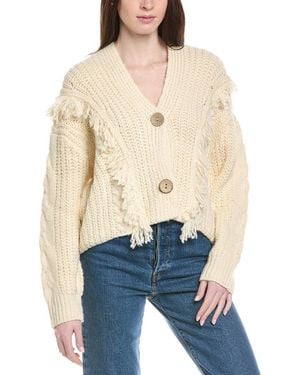 Line & Dot Sade Fringe Wool-Blend Cardigan - Blue