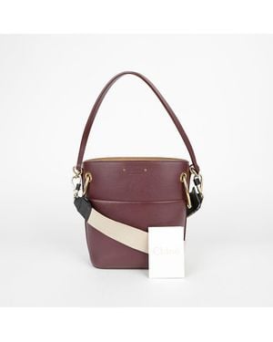 Chloé Burgundy Leather Roy Bucket Bag - Purple