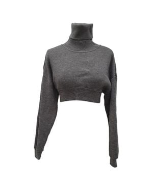 Alexandre Vauthier Rib Knit Cropped Sweater - Gray