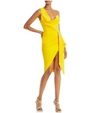 Lavish Alice Asymmetrical Cowl Neck Dress - Yellow