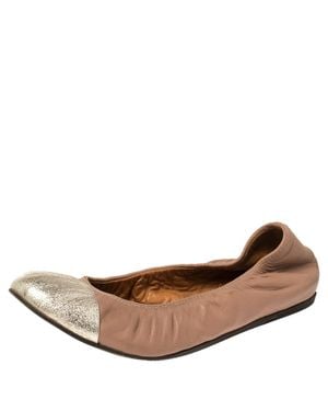 Lanvin Nude/ Leather Scrunch Ballet Flats - Brown