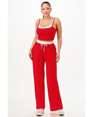 TRUEDAMES Tank Top And Sweatpant Set - Red