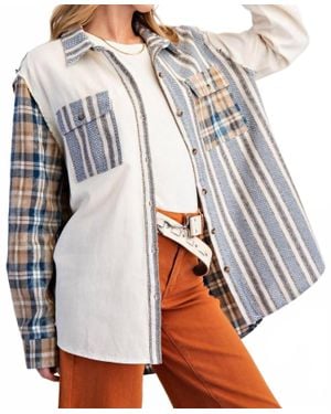 Easel Mixed Print Patchwork Top - Multicolor