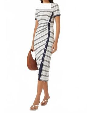Jonathan Simkhai Simkhai Shanna Stripe Draped Midi Dress - White