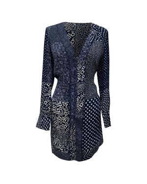 Diane von Furstenberg Reid Patchwork Printed Mini Dress - Blue