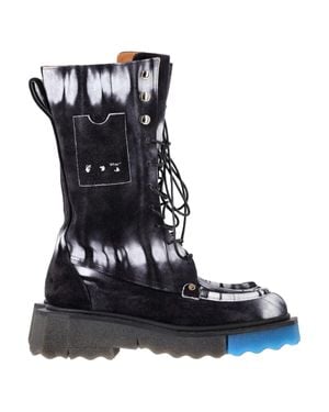 Off-White c/o Virgil Abloh Tie Dye Sponge Combat Boots - Black