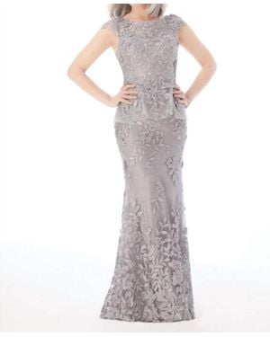 Mori Lee Floral Appliques Mermaid Gown - White