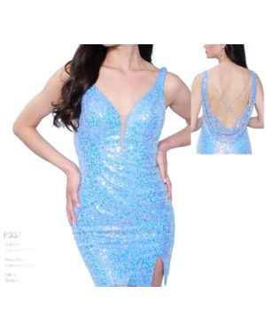 Splash Prom Open Back Mini Dress - Blue