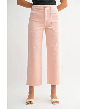 Just Black Denim High Rise Utility Wide Leg Jean - Pink