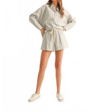 Miou Muse Multi Stripe Cotton Shorts - Natural