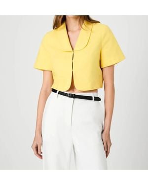 French Connection Theo Linen Oversized Collar Top - Yellow