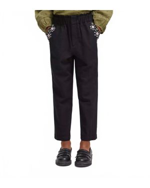 Scotch & Soda High Rise Embroidered Pants - Black