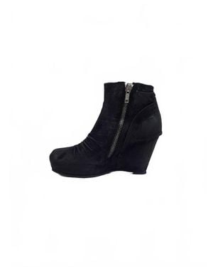 Rick Owens Suede Wedge Boot - Blue