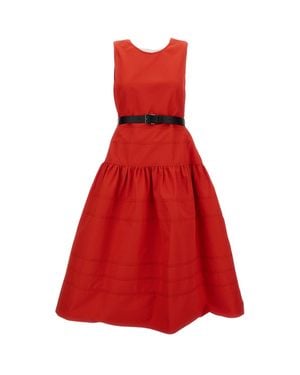 Mantu Dress With Silhouette - Red