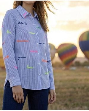 Vilagallo 500 Rayas Lino Shirt - Blue