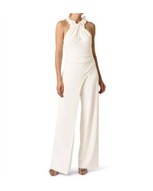 Adrianna Papell Rosette Halter Jumpsuit - White