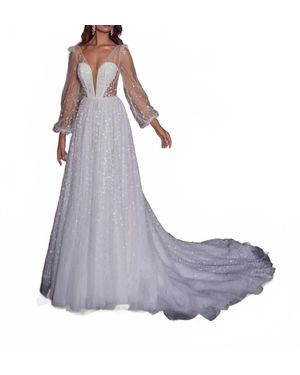 L'Amour by Calla Blanche Galea Beaded Lace Deep Sweetheart Wedding Dress - Purple